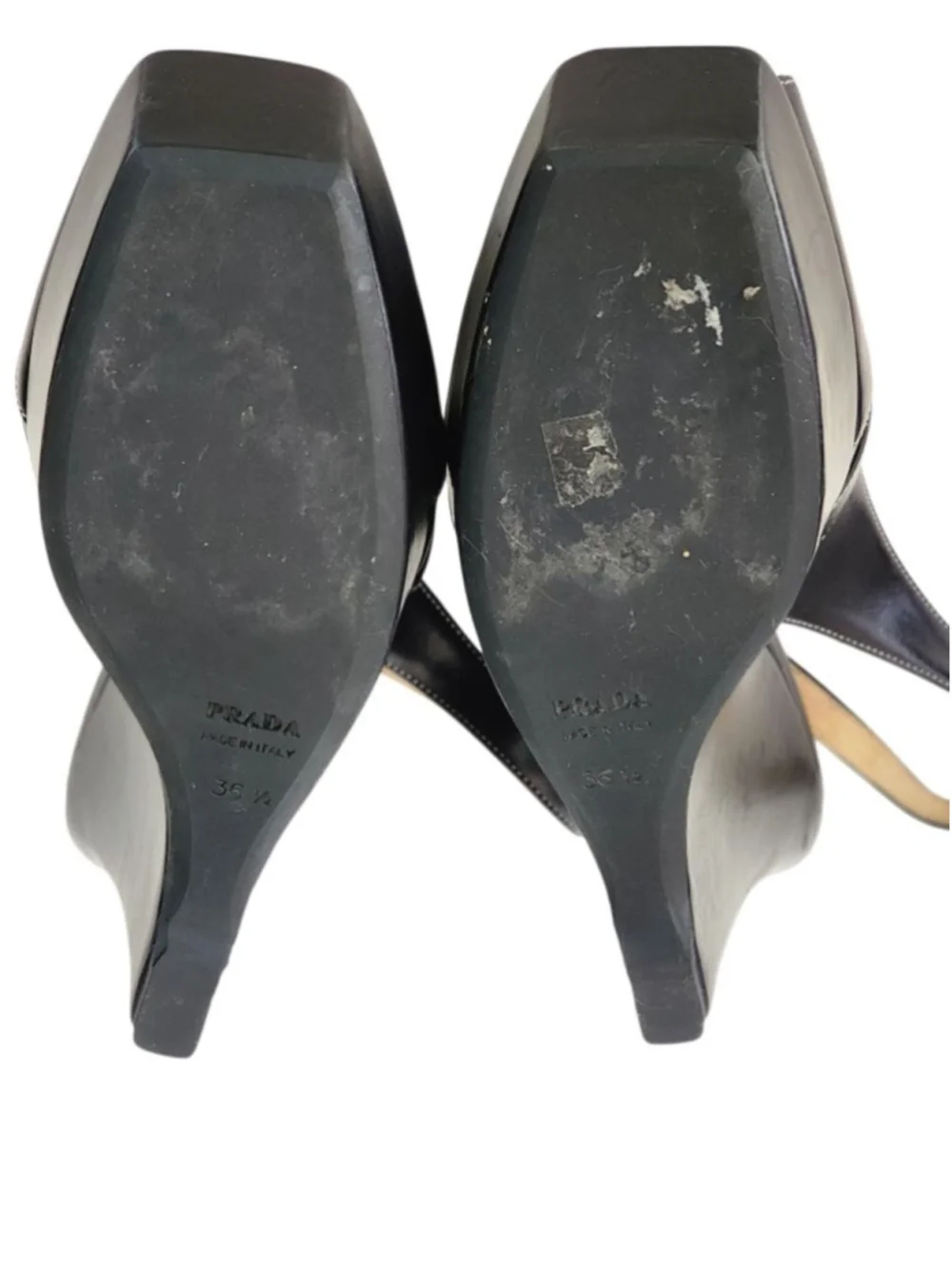 PRADA Black Square Peep Toe Platform Wedge Slingback‎ Sandals Size Size 36.5 6.5